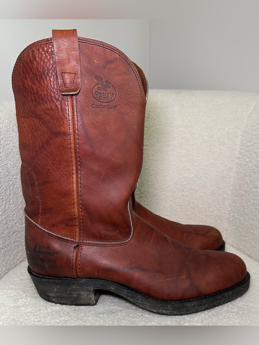 Georgia Boot Farm & Ranch Comfort Core Brown Soft Leather Wellington Cowboy 10.5